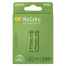 Nabíjacia batéria, AAA (HR03), 1.2V, 650 mAh, GP, papierová krabička, 2-pack, ReCyko