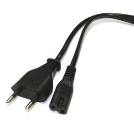 Sieťový kábel 230V napájací, CEE7/16 (euro zástrčka) - C7, 2m, VDE approved, čierny, 2-pinová koncovka