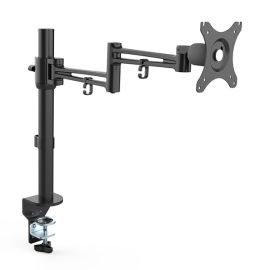 Polohovatelný držiak pre monitor, 10KG, svorka, 17"-30", otočný, 75x75/100x100, čierny
