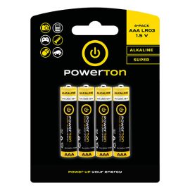 Batéria alkalická, AAA (LR03), AAA, 1.5V, Powerton, blister, 4-pack