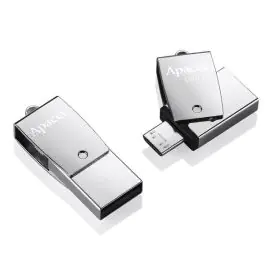 Apacer USB flash disk OTG, USB 3.0, 64GB, AH750, strieborný, AP64GAH750S-1, USB A / USB Micro B, s otočnou krytkou, DOPREDAJ