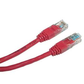 Sieťový LAN kabel UTP patchcord, Cat.5e, RJ45 samec - RJ45 samec, 0.25 m, netienený, červený, economy