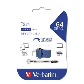 Verbatim USB flash disk OTG, USB 3.0, 64GB, Dual, modrý, 49967, USB A / USB C, s pútkom