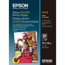 Epson Value Glossy Photo Paper, foto papier, lesklý, biely, 10x15cm, 183 g/m2, 20 ks, C13S400037, atramentový