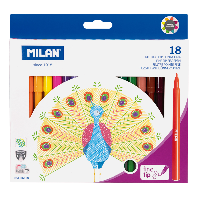 Fixy MILAN s guľatým hrotom 2 mm - sada 18 ks