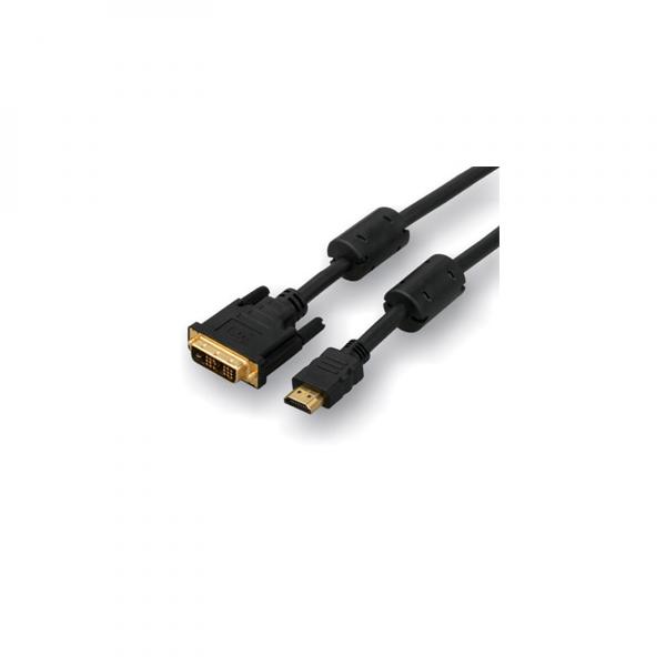 Video kábel DVI (18+1) samec - HDMI samec, 3m, pozlatené konektory, čierny, Logo