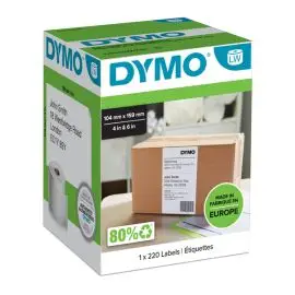 Dymo papierové štítky 159mm x 104mm, biele, veľké, 220 ks, S0904980