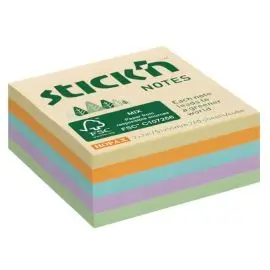 Samolepiaci bloček mini, 51x51 mm, lúčny mix pastelových farieb, 240 lístkov