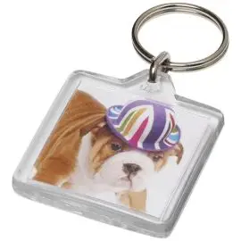 Štvorcová kľúčenka (32 x 32 mm) , Transparent clear