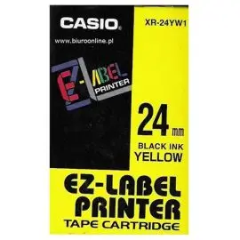 Casio páska XR-24YW1, čierny tlač/žltý podklad, nelaminovaná, 8m, 24mm