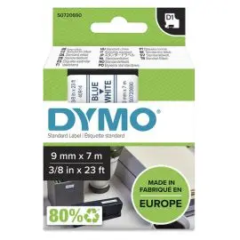 Dymo páska 40914, S0720690, modrý tlač/biely podklad, 7m, 9mm, D1
