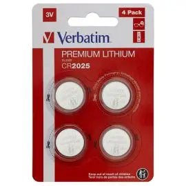 Batéria líthiová, gombíková, CR2025, 3V, Verbatim, blister, 4-pack, 49532