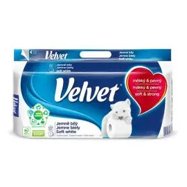 Toaletný papier 3-vrstvový Velvet jemne biely 8ks, 18,3m