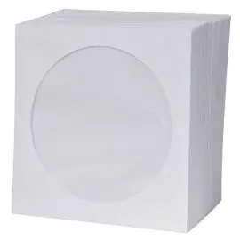 Obálka na 1 ks CD, papier, biela, s okienkom, Logo, 100-pack