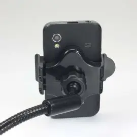Držiak na mobil, PDA, GPS Logo kĺbový, do auta, nastavitelná šírka, čierny, plast, s USB adaptérom 1.5 A, čierna, mobil