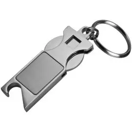 Kľúčenka so žetonóm a otváračom na fľaše , Grey