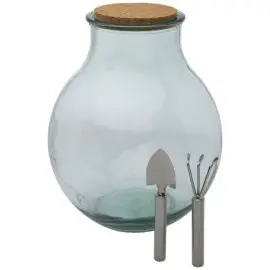 Terárium z recyklovaného skla so záhradnou sadou , Transparent clear