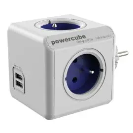 Rozbočovacia zásuvka 240V, CEE7 (vidlica) - POWERCUBE, 0.1m, ORIGINAL USB, modrá, POWERCUBE, 4 zásuvky, 2xUSB porty