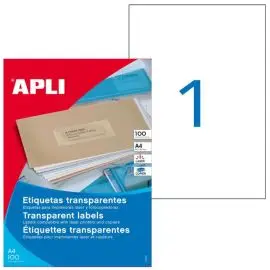 Etikety polyesterové priehľadné 210x297mm Agipa A4 laser 100 hárkov