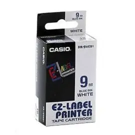 Casio páska XR-9WEB1, modrý tlač/biely podklad, nelaminovaná, 8m, 9mm, DOPREDAJ