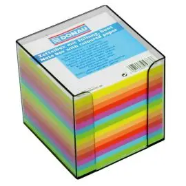 Poznámkový bloček kocka nelepená, 90x90x90 mm, neónové farby, dymová krabička
