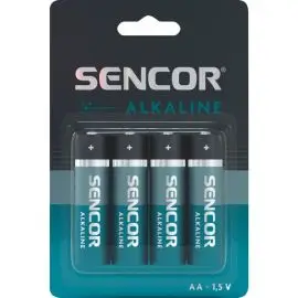 Batéria alkalická, AA (LR6), AA, 1.5V, Sencor, blister, 4-pack