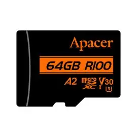 Apacer pamäťová karta V30 A2, 64GB, micro SDXC, AP64GMCSX10U8-R, UHS-I U3 (Class 10), s adaptérom