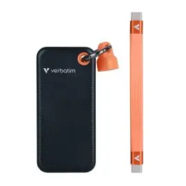 SSD Externá Verbatim Pocket SSD Black/Orange, 32197, 2000GB, čierny, M.2, obsahuje USB C kábel a vrecko, 1000 MB/s-R, USB-C, 1000
